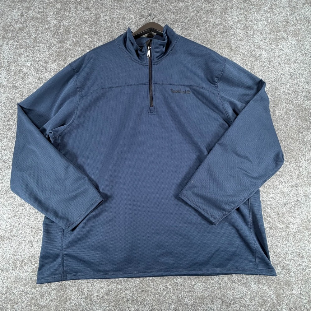 Timberland Sweatshirt Mens 3XL Blue Fleece Lined Quarter Zip Mock Neck Winter